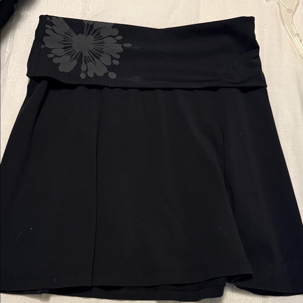 Isis Black Mini Skirt with Floral Accent